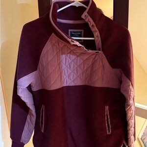 Abercrombie & Fitch Maroon and Pink Quilted Jacket